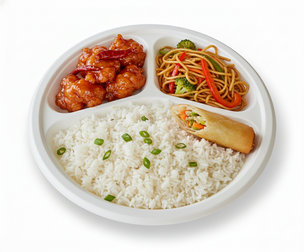 3 Compartment Compostable Sugarcane Bagasse Plates, Biodegradable, Eco-Friendly, Heavy-Duty Disposable Plates (Pack of 500)