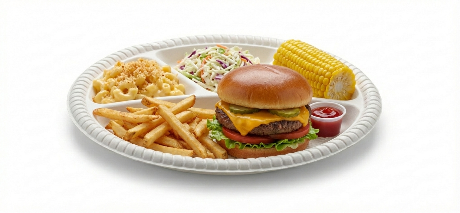 12 Inch 4 Compartment Compostable Plates,  Biodegradable, Eco-Friendly, Heavy-Duty Disposable Plates (Pack of 500)