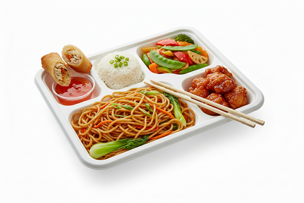 5 Compartment Compostable Sugarcane Bagasse Plates, Biodegradable, Eco-Friendly, Heavy-Duty Disposable Plates (Pack of 500)