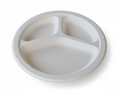 3 Compartment Compostable Sugarcane Bagasse Plates, Biodegradable, Eco-Friendly, Heavy-Duty Disposable Plates (Pack of 500)