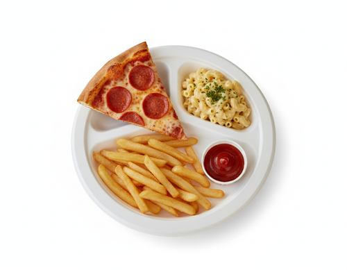 3 Compartment Compostable Sugarcane Bagasse Plates, Biodegradable, Eco-Friendly, Heavy-Duty Disposable Plates (Pack of 500)