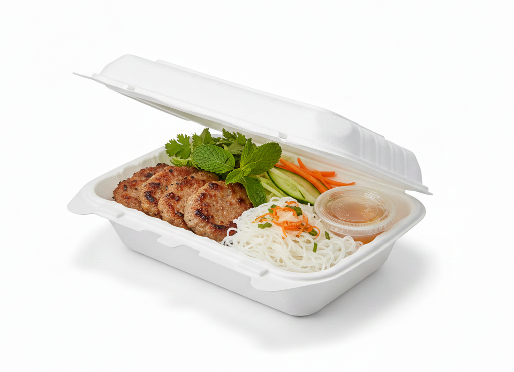6x6 or 9x6 (Hoagie) Clamshell To-Go boxes, Compostable Cornstarch Biodegradable, Eco-Friendly, Heavy-Duty Disposable