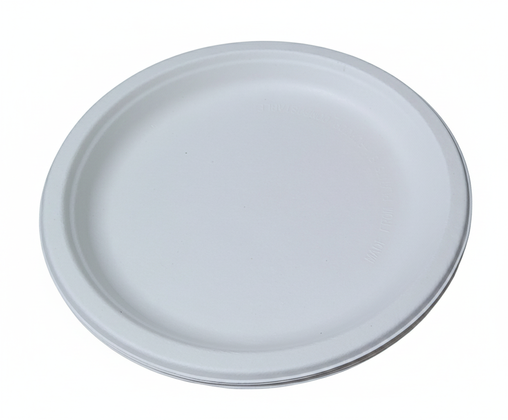Round Plates Compostable Sugarcane Bagasse Plates – Biodegradable, Eco-Friendly, Heavy-Duty Disposable Plates (500 Pack)